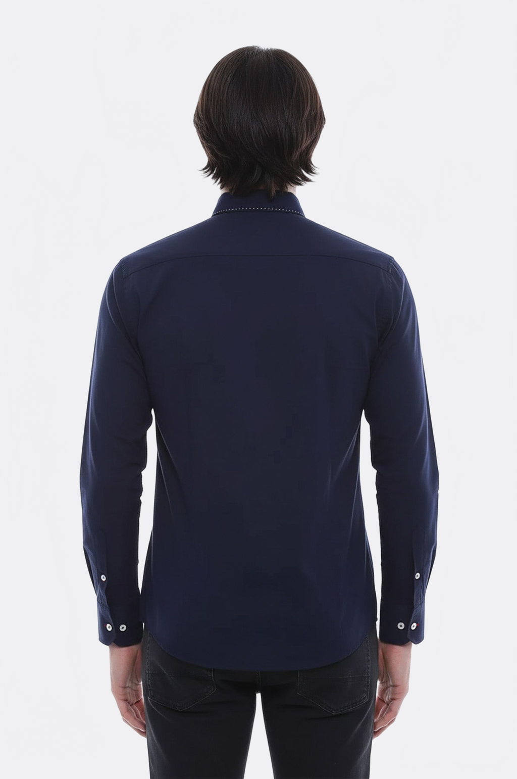 Emblemed Long Sleeve Navy Blue Shirt - Wessi