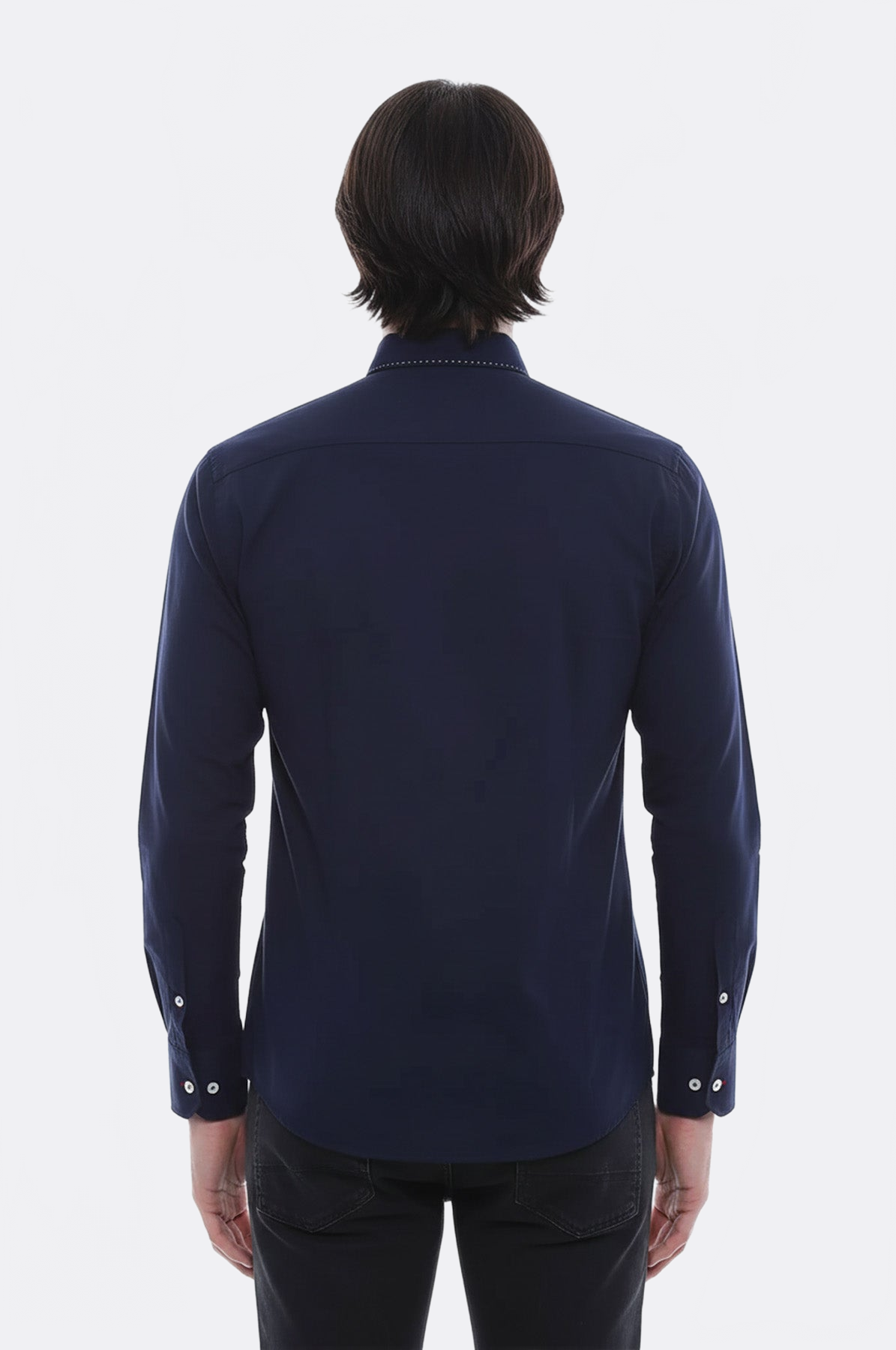Emblemed Long Sleeve Navy Blue Shirt - Wessi