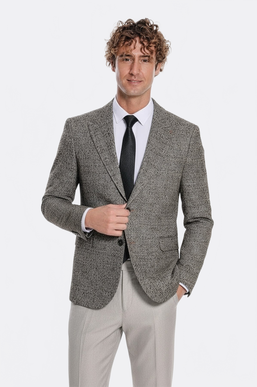 Checked Black Men Blazer - Wessi