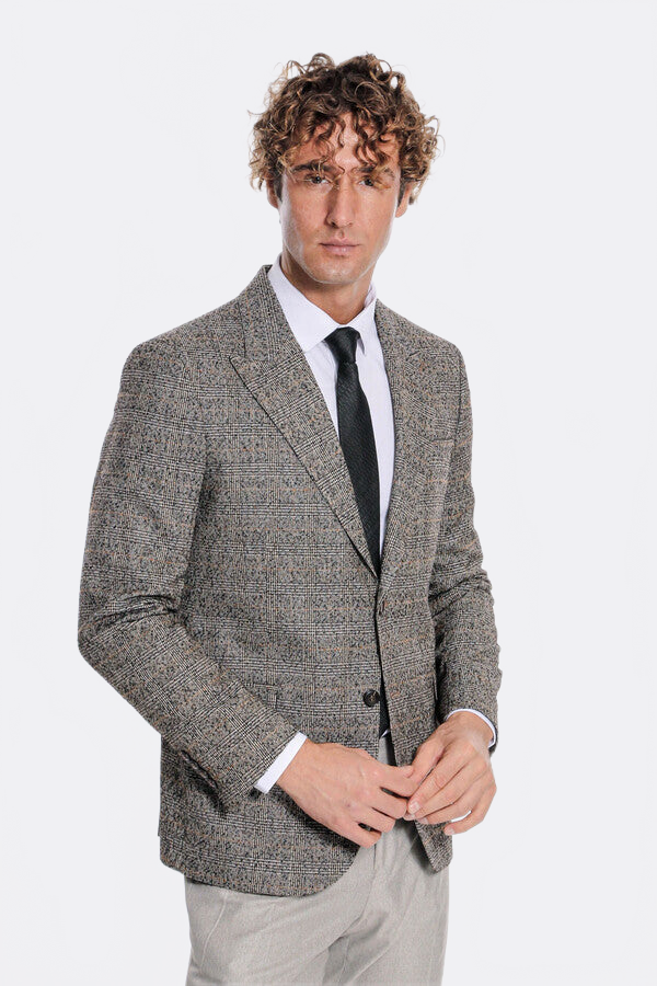 Checked Black Men Blazer - Wessi