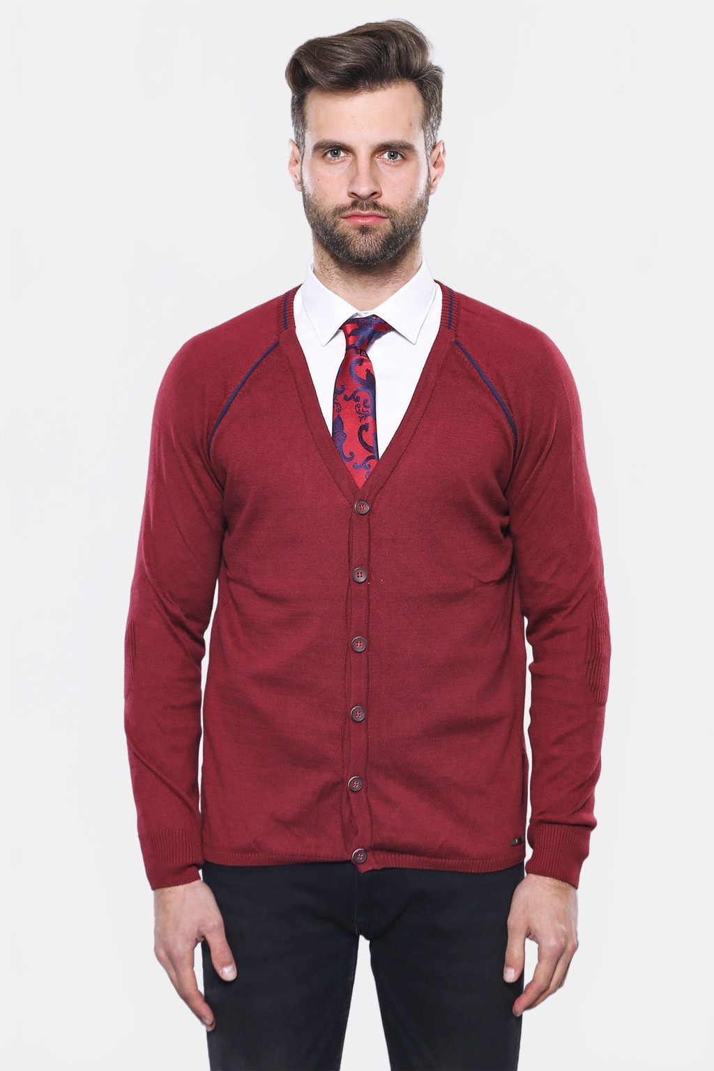 Burgundy Cotton Men's Knitwear - Wessi