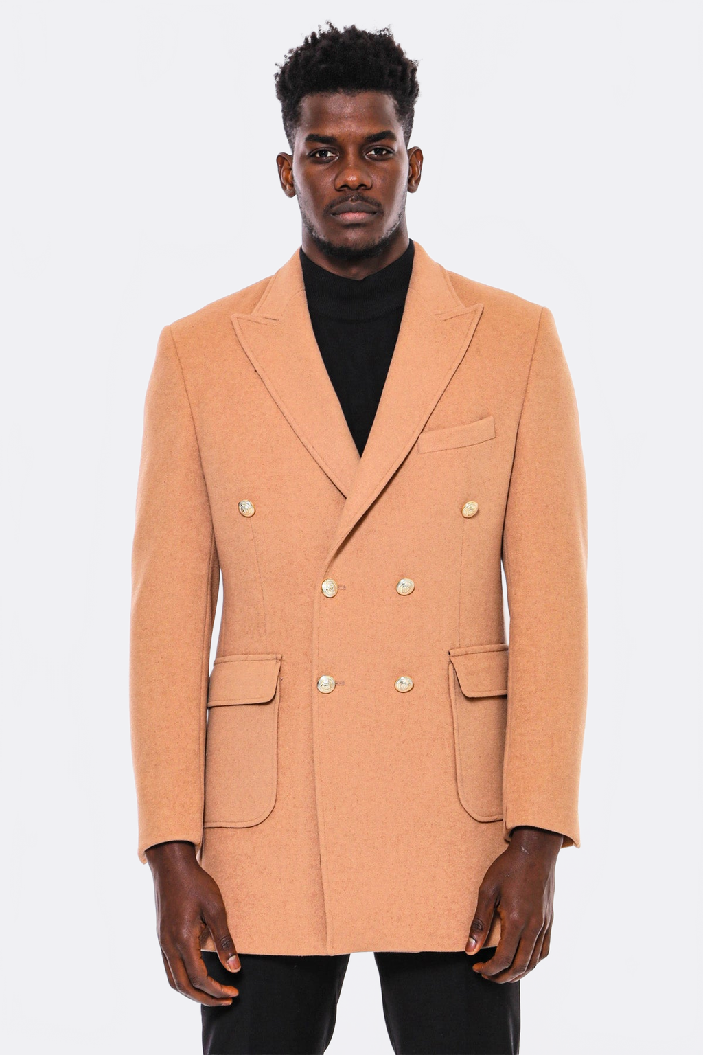 Cream Metal Buttoned Double Breasted Long Coat - Wessi