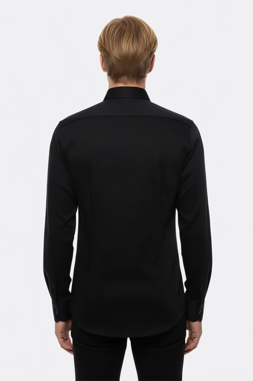 Cotton Satin Slim Fit Black Men Shirt - Wessi