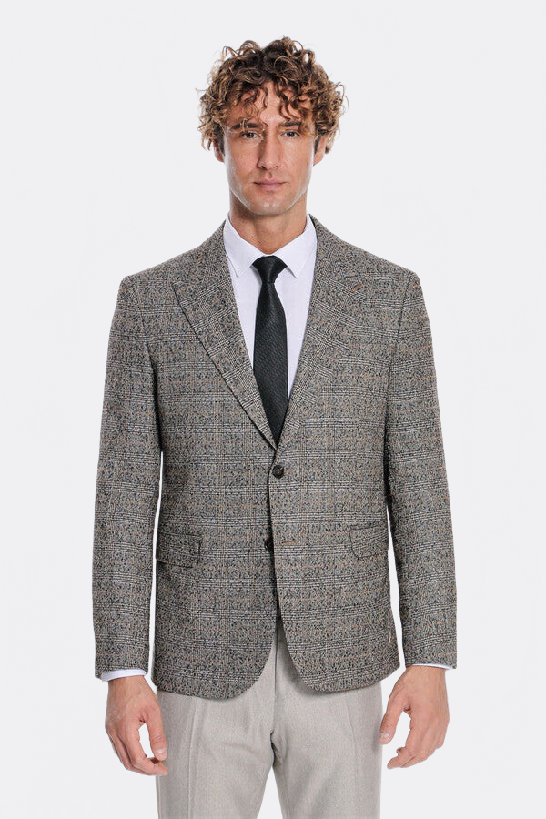 Checked Black Men Blazer - Wessi