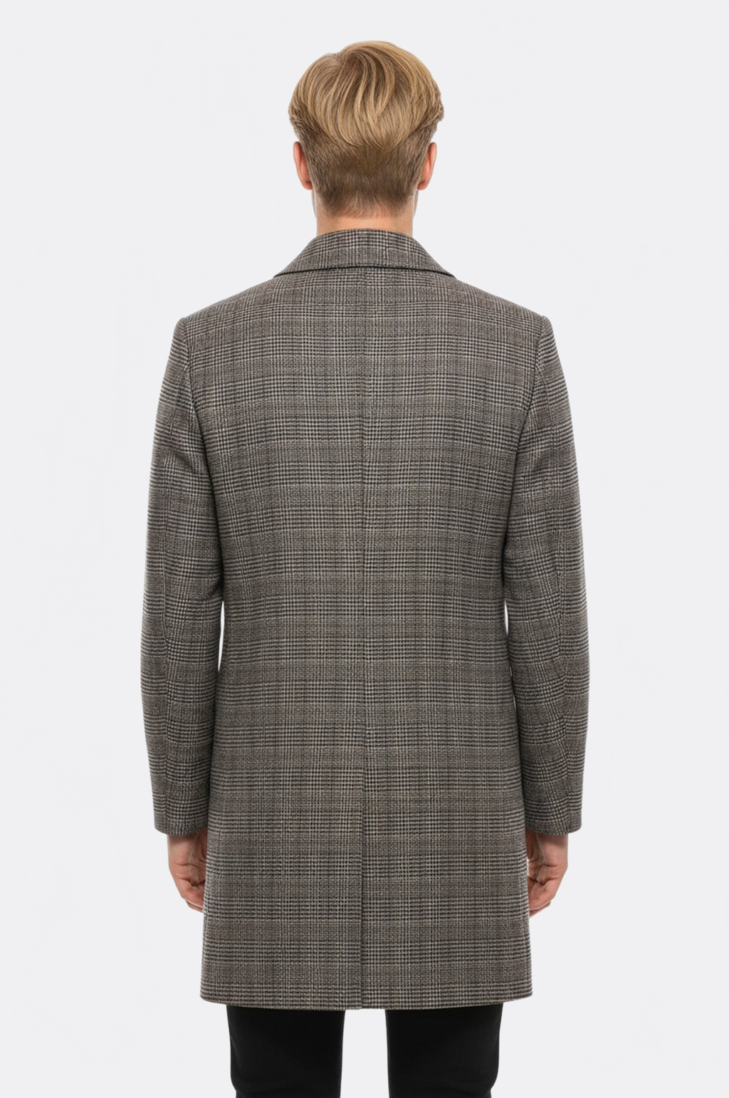 Brown Checked Hidden Button Coat - Wessi