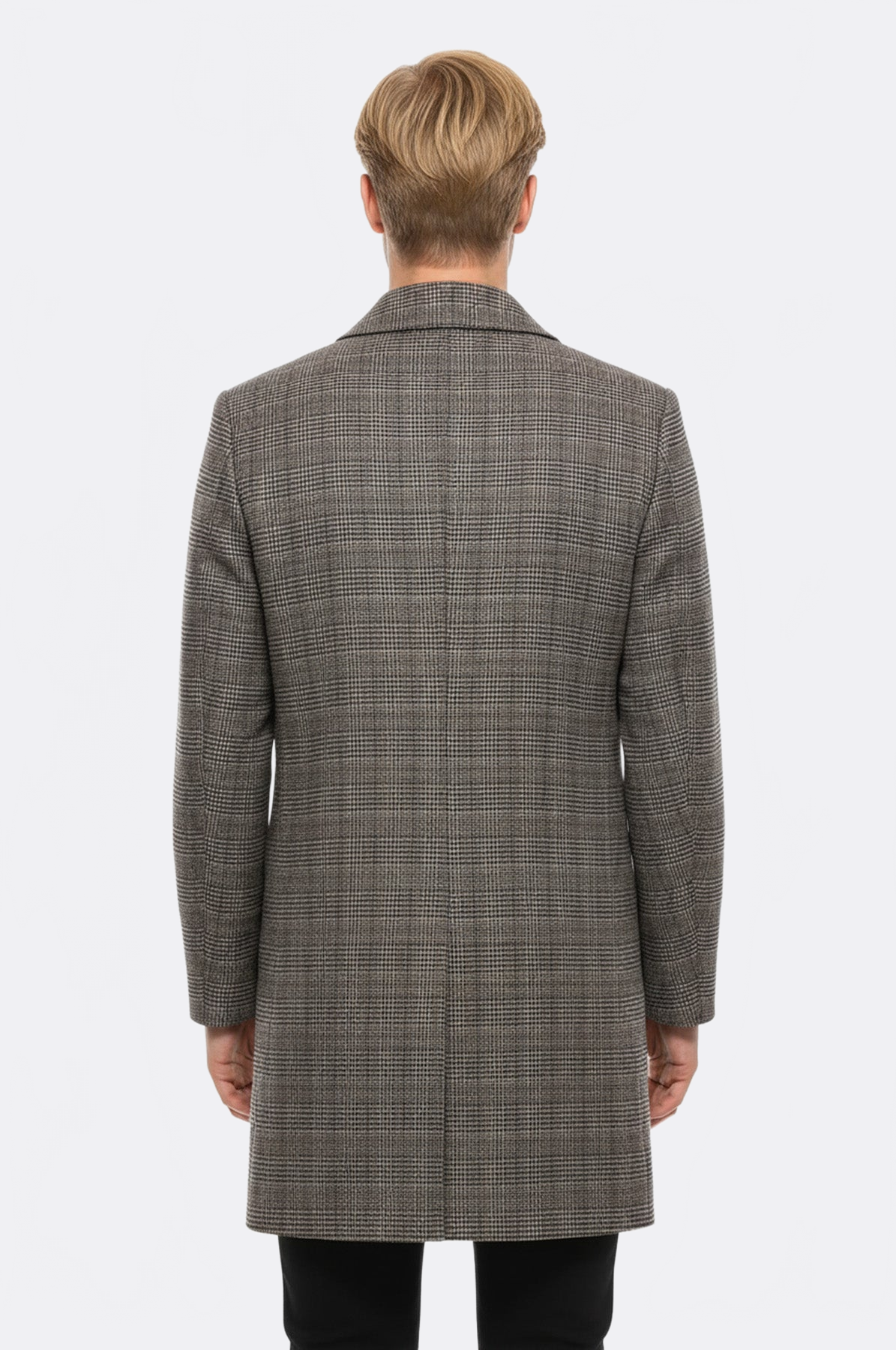 Brown Checked Hidden Button Coat - Wessi