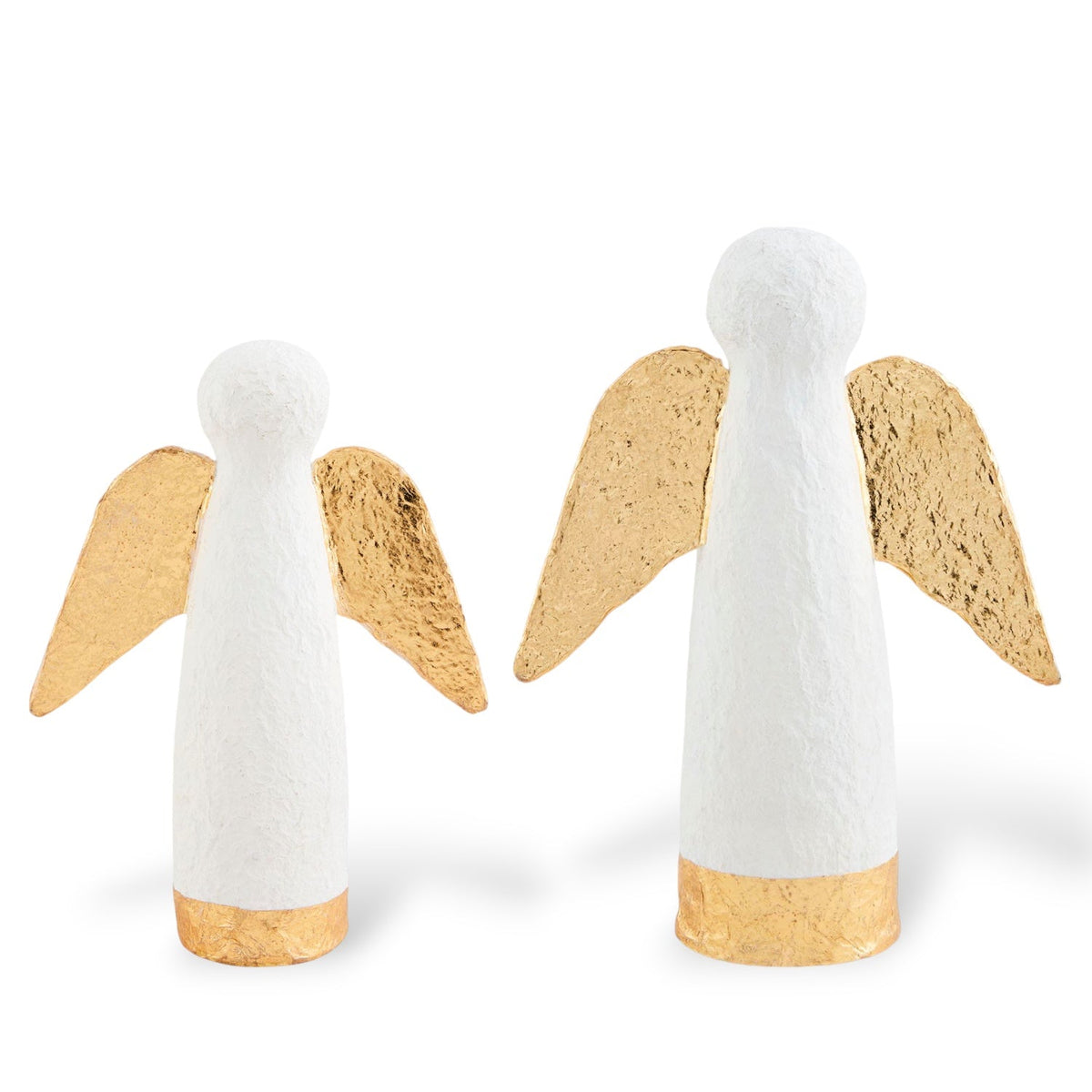 Hand-Painted Paper Mache Gold Angel Sitters