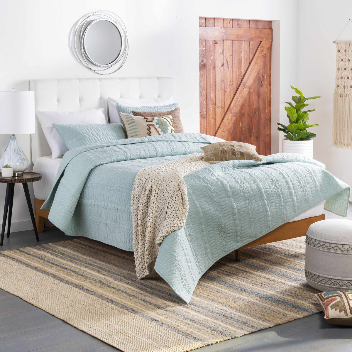 Basay Round Silver Gray Mirror