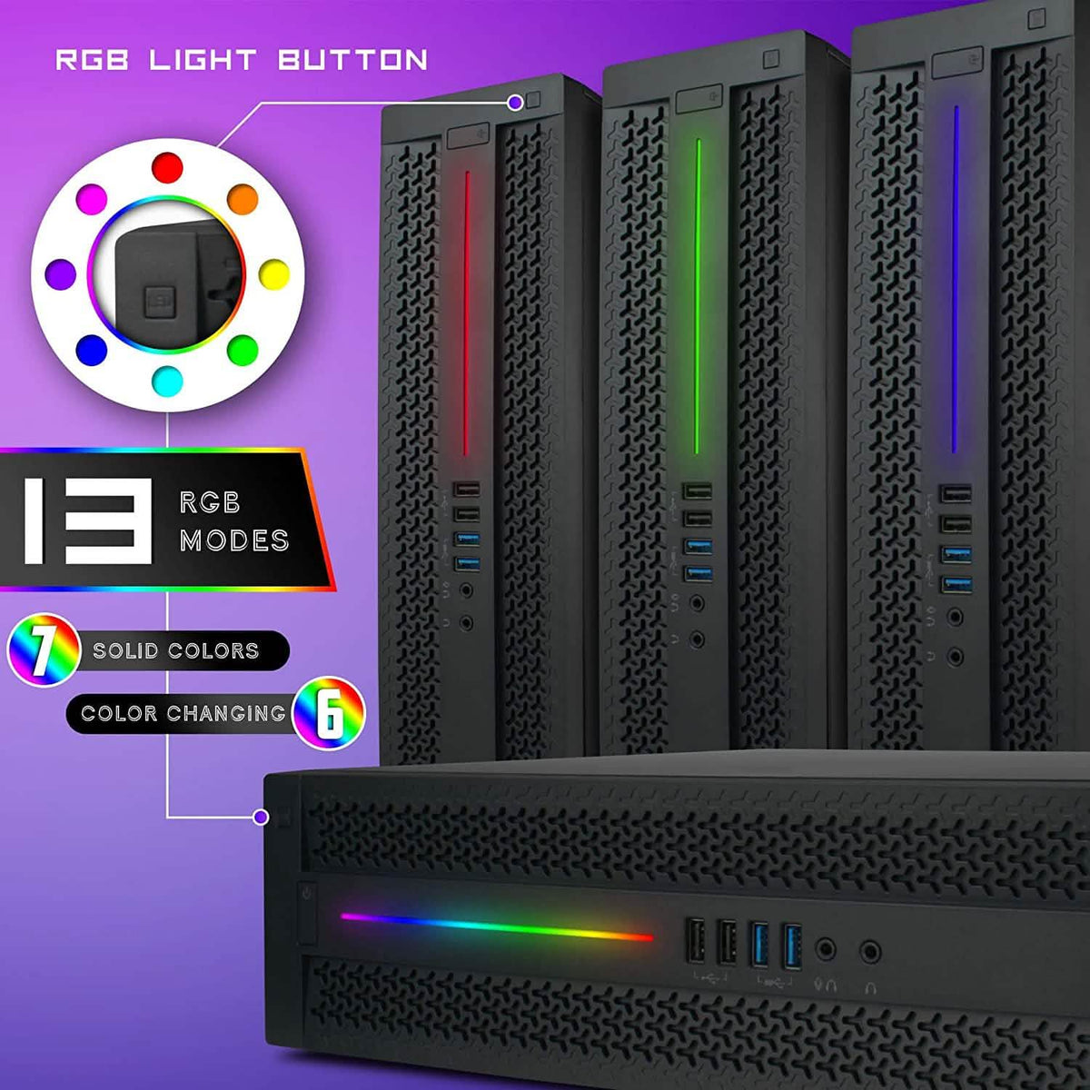Periphio Iris Gaming PC Desktop Computer with RGB Lighting (Refurbished)