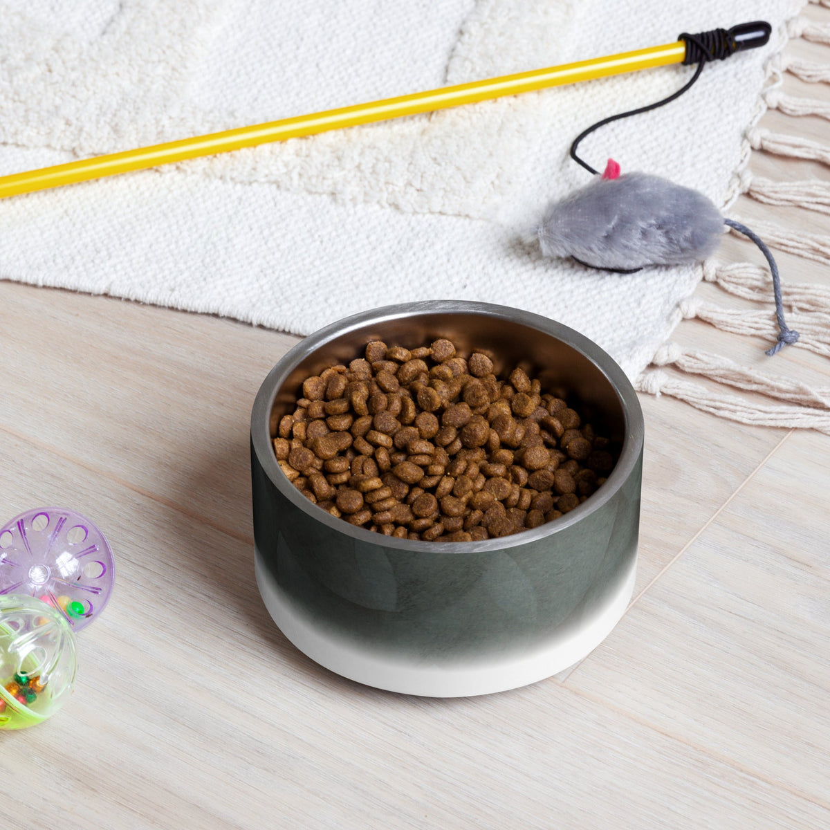 Sebastian & Clementine Gray Circles Pet Bowl