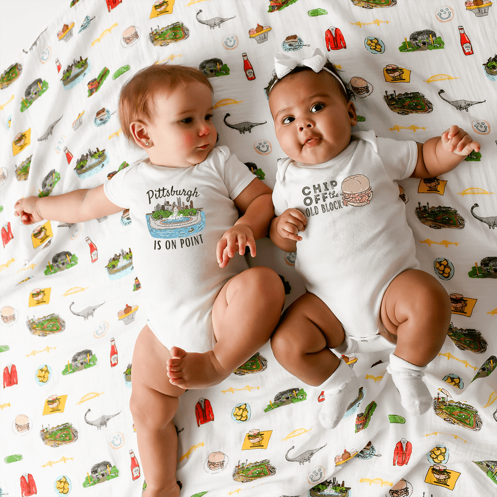 Pittsburgh Newborn Gift Bundle: Swaddle, Bib & Onesie