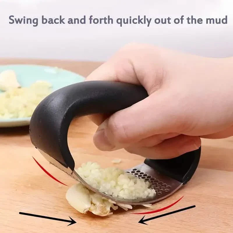 Premium Stainless Steel Garlic Rocker Press - Compact, Durable, and Rust-Resistant Kitchen Gadget