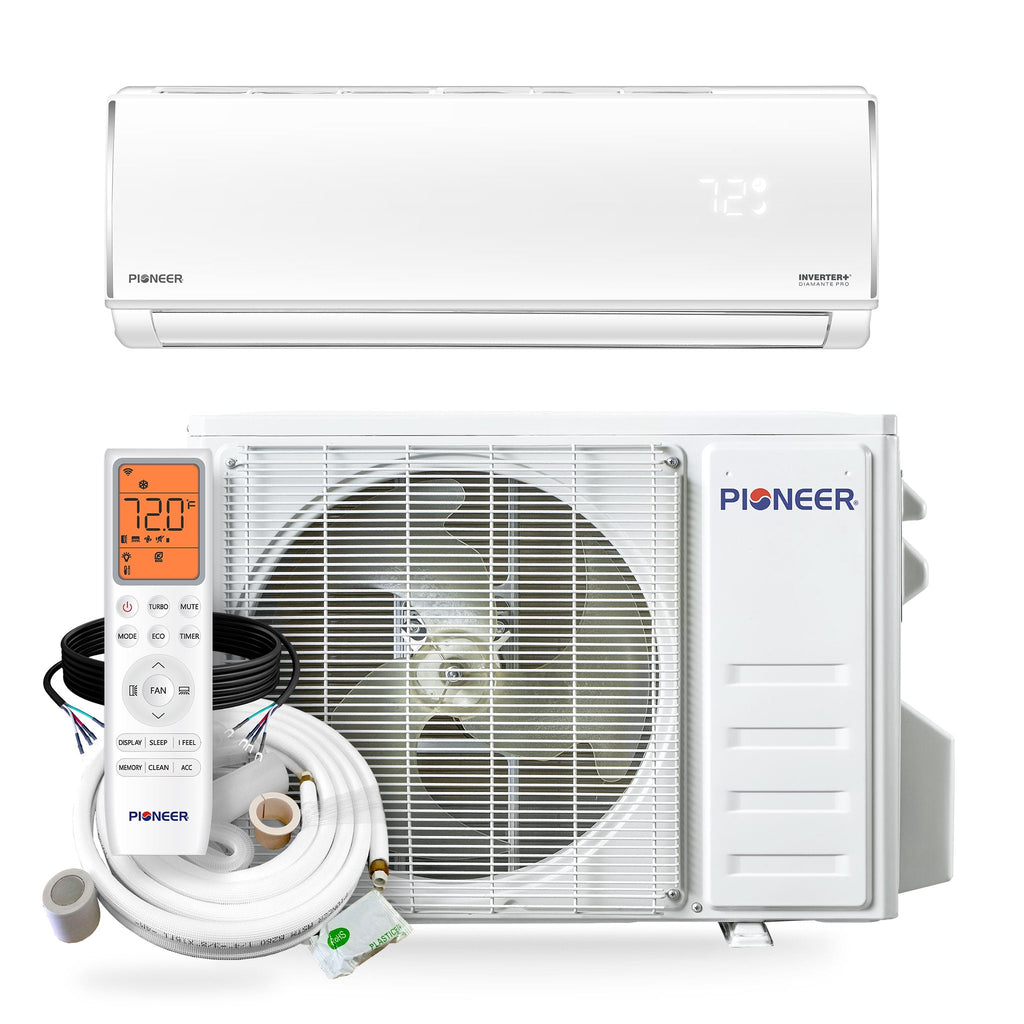 Pioneer® Diamante Pro™ 9,000 BTU 20 SEER2 230V High-Wall Ductless Energy-Star Mini-Split Air Conditioner Inverter Heat Pump with 16 Ft. Kit