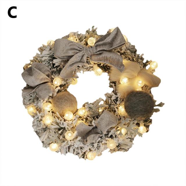 Christmas Rattan Flower Wreath with Lights