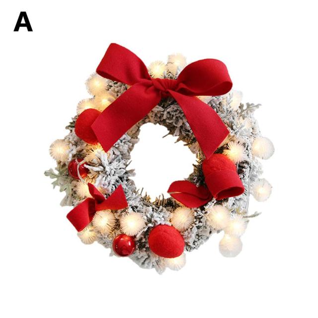 Christmas Rattan Flower Wreath with Lights
