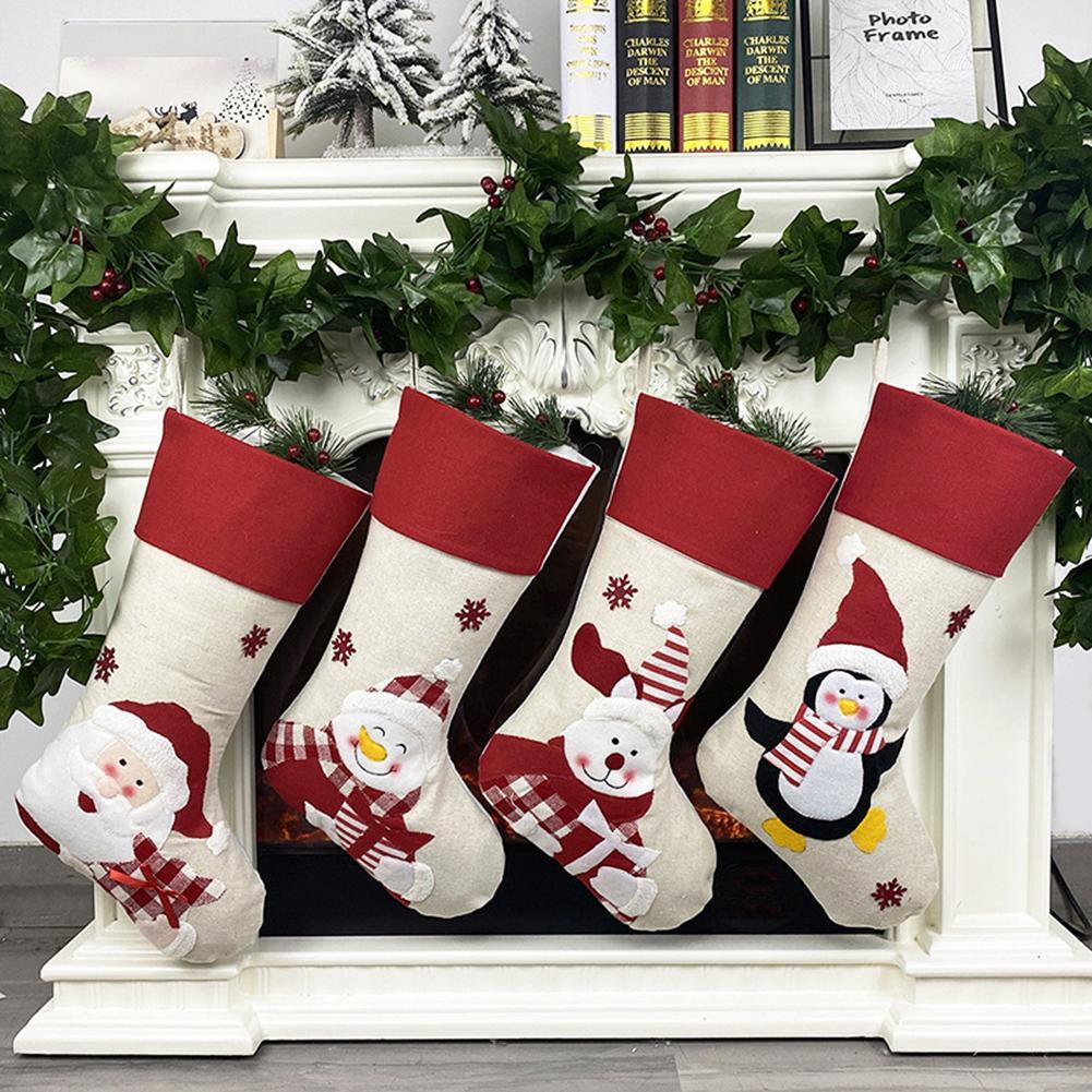 Christmas Stockings Fabric Santa Claus Sock