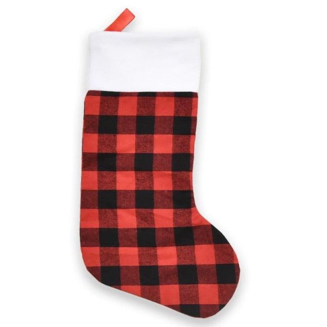 Red & Black Plaid Christmas Stockings, 2 Designs
