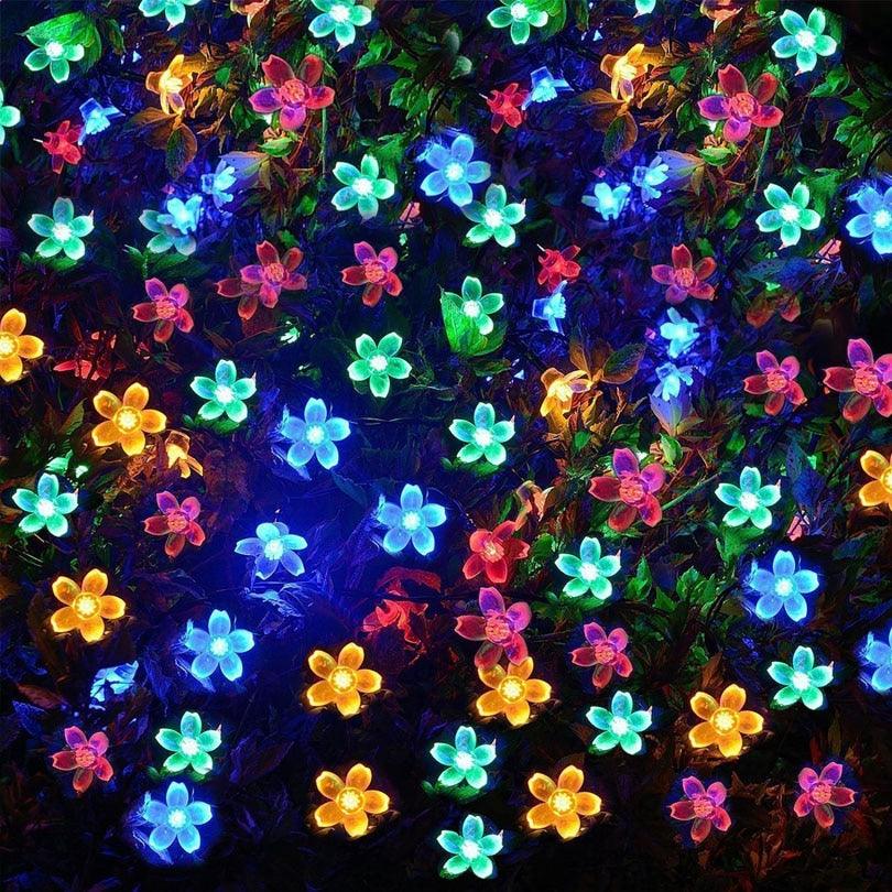 Cherry Blossom Solar LED Christmas Tree Lights, 8 Modes, Waterproof