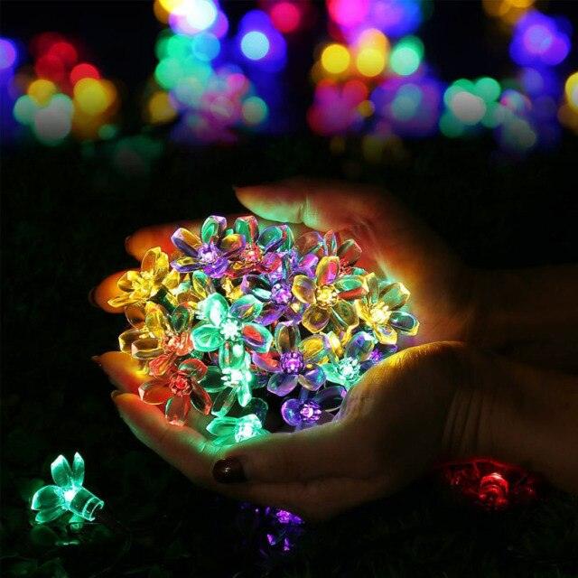 Cherry Blossom Solar LED Christmas Tree Lights, 8 Modes, Waterproof