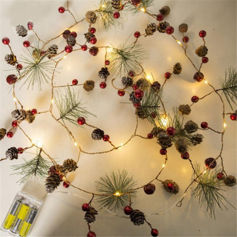 Copper Wire Pine Cone LED For Christmas Tree Decorations