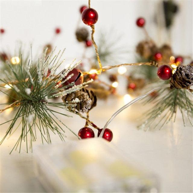 Copper Wire Pine Cone LED For Christmas Tree Decorations