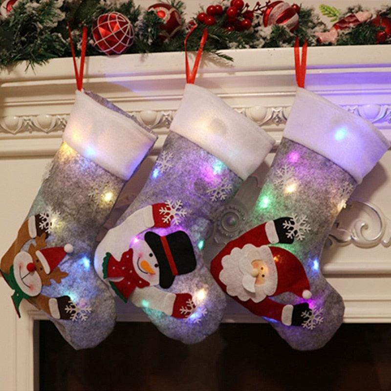 LED Light-Up Christmas Stockings, 3 Designs