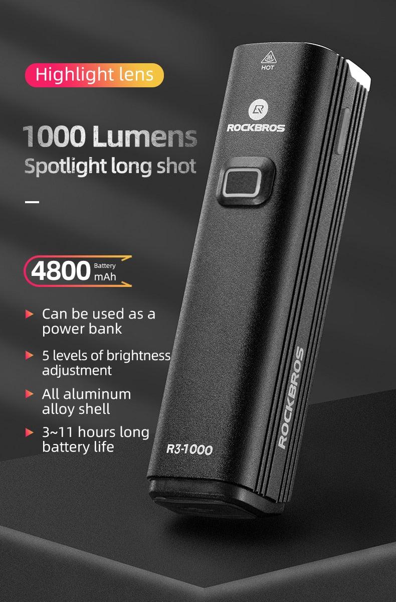Bike Light Front Lamp USB Rechargeable LED 4800mAh Bicycle Light Waterproof Bicycle Light Set USB  Rechargeable Super Bright Bike Headlight For Night Riding Bracket 1000LM