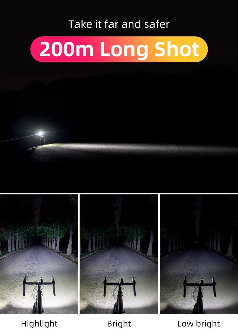 Bike Light Front Lamp USB Rechargeable LED 4800mAh Bicycle Light Waterproof Bicycle Light Set USB  Rechargeable Super Bright Bike Headlight For Night Riding Bracket 1000LM