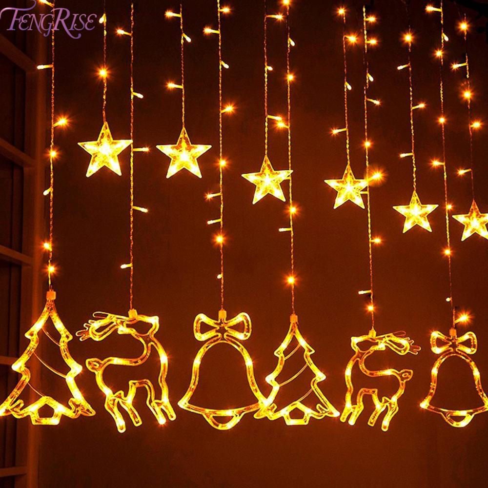 Elk Bell String Garland Curtain Light LED Christmas Decor