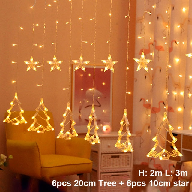 Elk Bell String Garland Curtain Light LED Christmas Decor