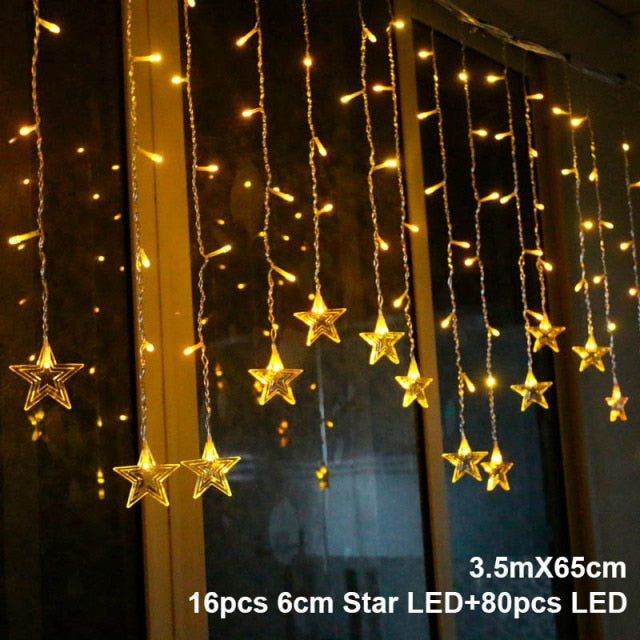 Elk Bell String Garland Curtain Light LED Christmas Decor