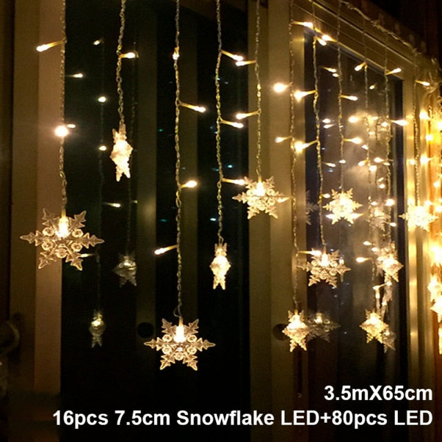 Elk Bell String Garland Curtain Light LED Christmas Decor