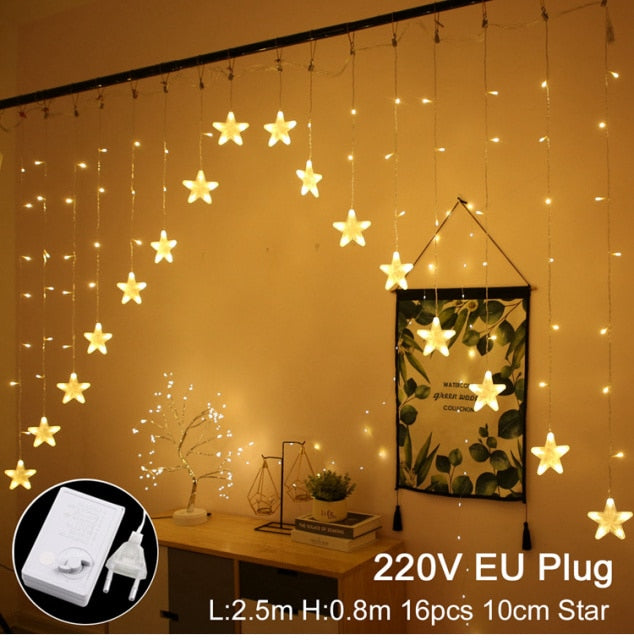 Elk Bell String Garland Curtain Light LED Christmas Decor