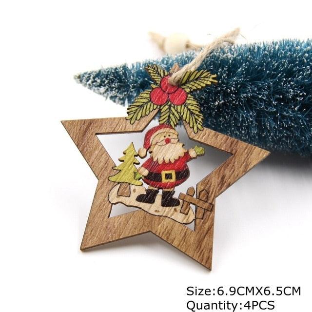 Star Shaped Wooden Pendant Ornaments