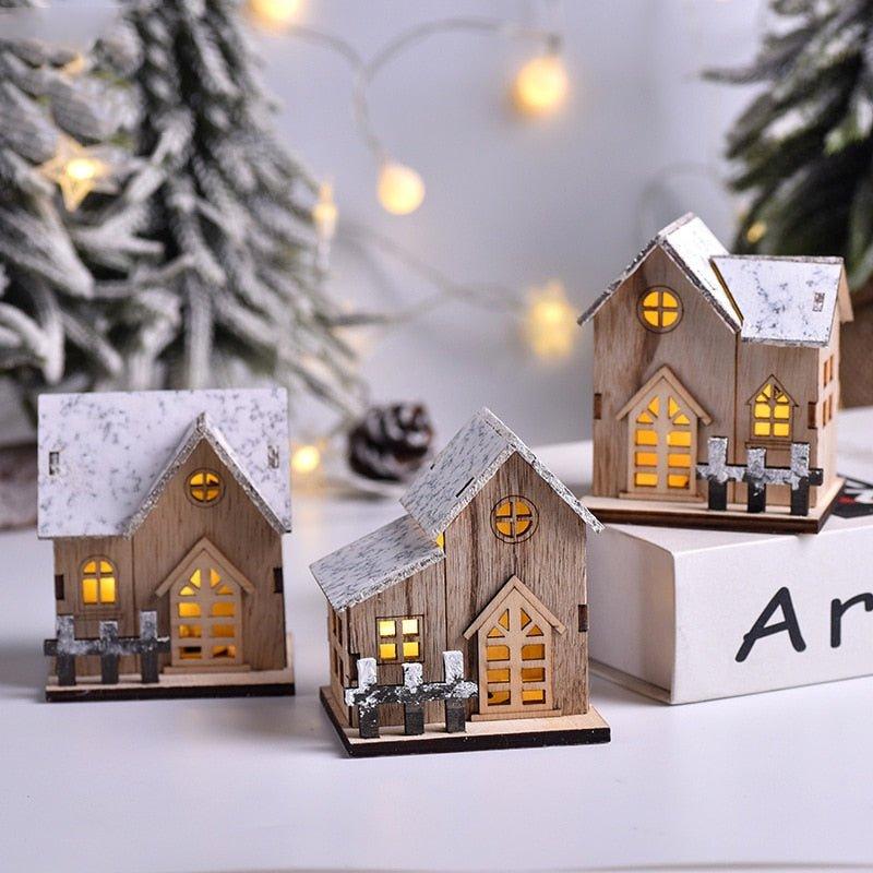 LED Wooden Christmas Village House Decoration