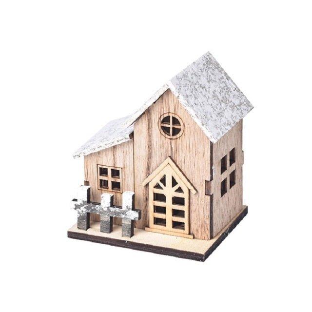 LED Wooden Christmas Village House Decoration