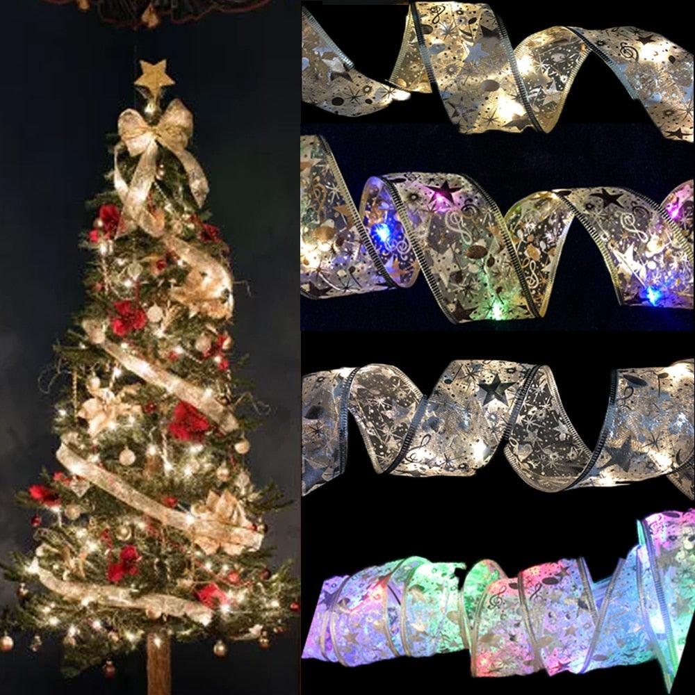 Lighted Sheer Christmas Ribbon with LED Fairy Lights