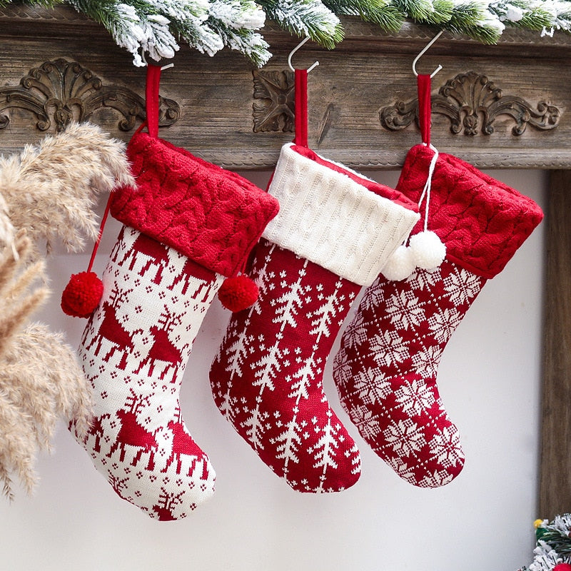 Printed Snowfall, Tree & Deer Christmas Stockings, 11 Designs