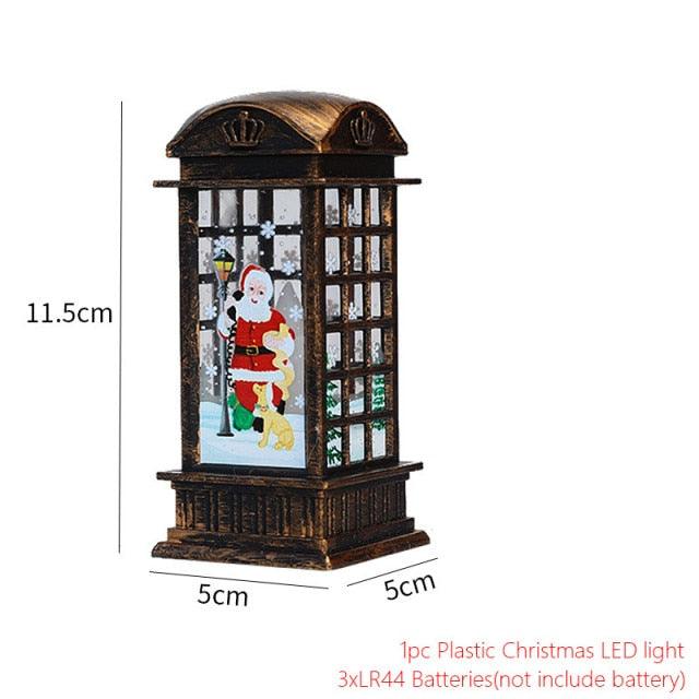 Santa Claus Snowman Lantern Light Merry Christmas