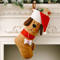 Plaid Pet Christmas Stockings with Dog-Bone Details