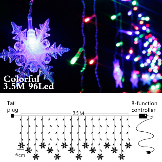 Snowflake LED Hanging Light For Christmas Tree Decorations