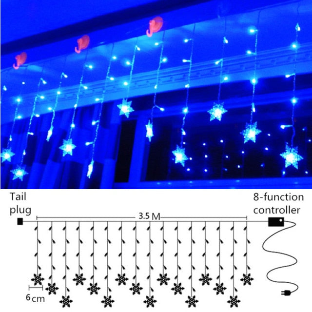 Christmas Tree Ornaments Curtain Snowflake String Light