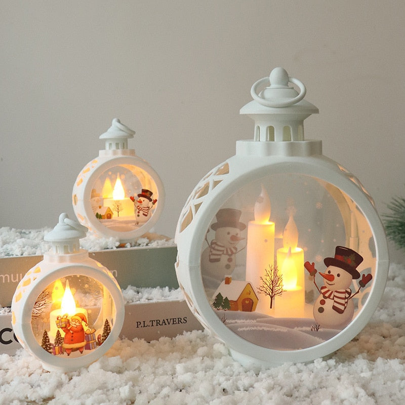 Santa Claus Snowman Lantern Light Christmas Tree Ornament