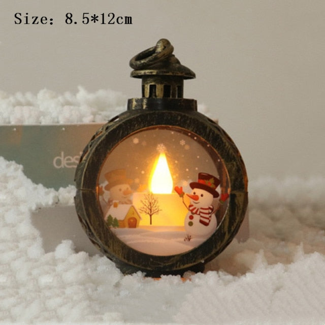 Santa Claus Snowman Lantern Light Christmas Tree Ornament