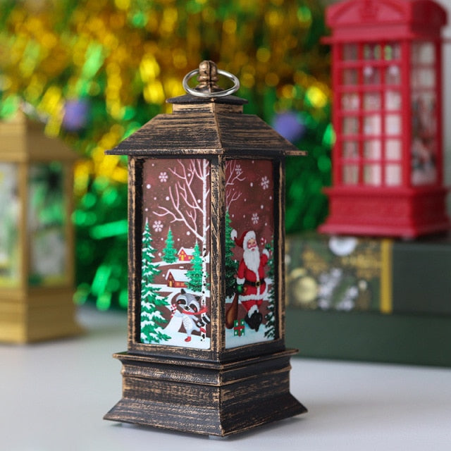 Santa Claus Snowman Lantern Light Christmas Tree Ornament