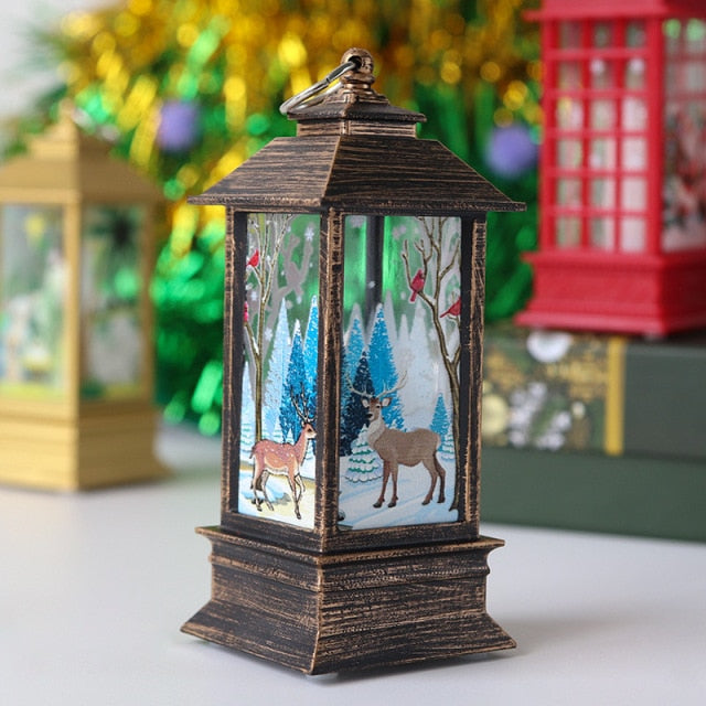 Santa Claus Snowman Lantern Light Christmas Tree Ornament