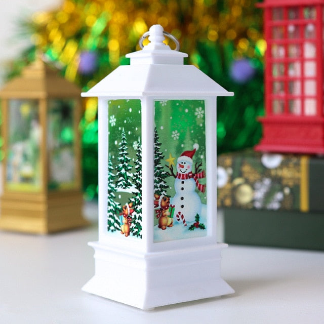 Santa Claus Snowman Lantern Light Christmas Tree Ornament