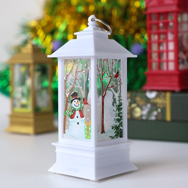 Santa Claus Snowman Lantern Light Christmas Tree Ornament
