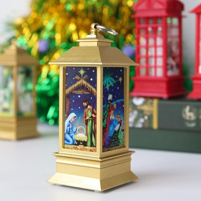 Santa Claus Snowman Lantern Light Christmas Tree Ornament