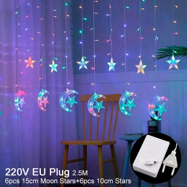 Elk Bell String Garland Curtain Light LED Christmas Decor